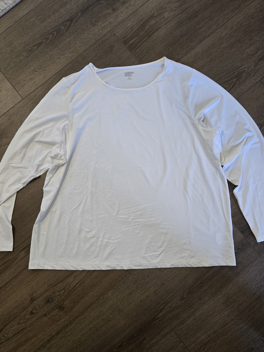 Lands' End White Long-Sleeve Crewneck Tee